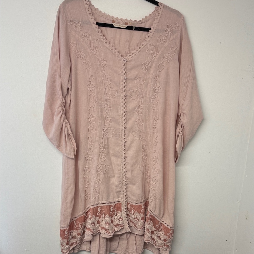 Soft Surroundings Pink Embroidered Tunic